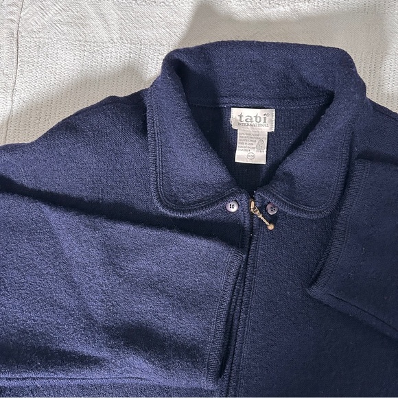Tabi Wool Coat Women’s size Medium Navy Blue Zip-Up missing hood Oversized - Picture 1 of 9